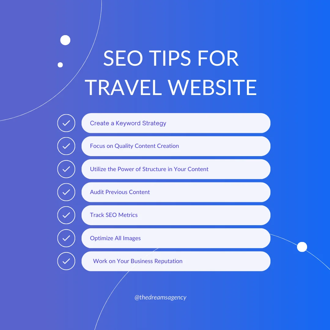 list of seo tips for travel website