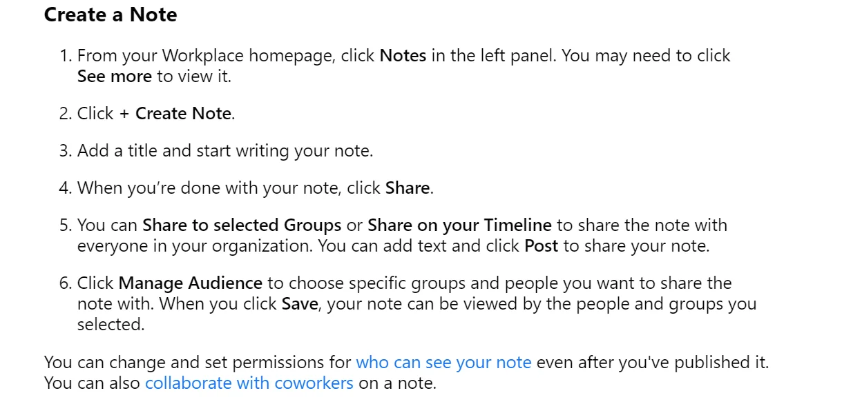 A screenshot of how to create Facebook Notes