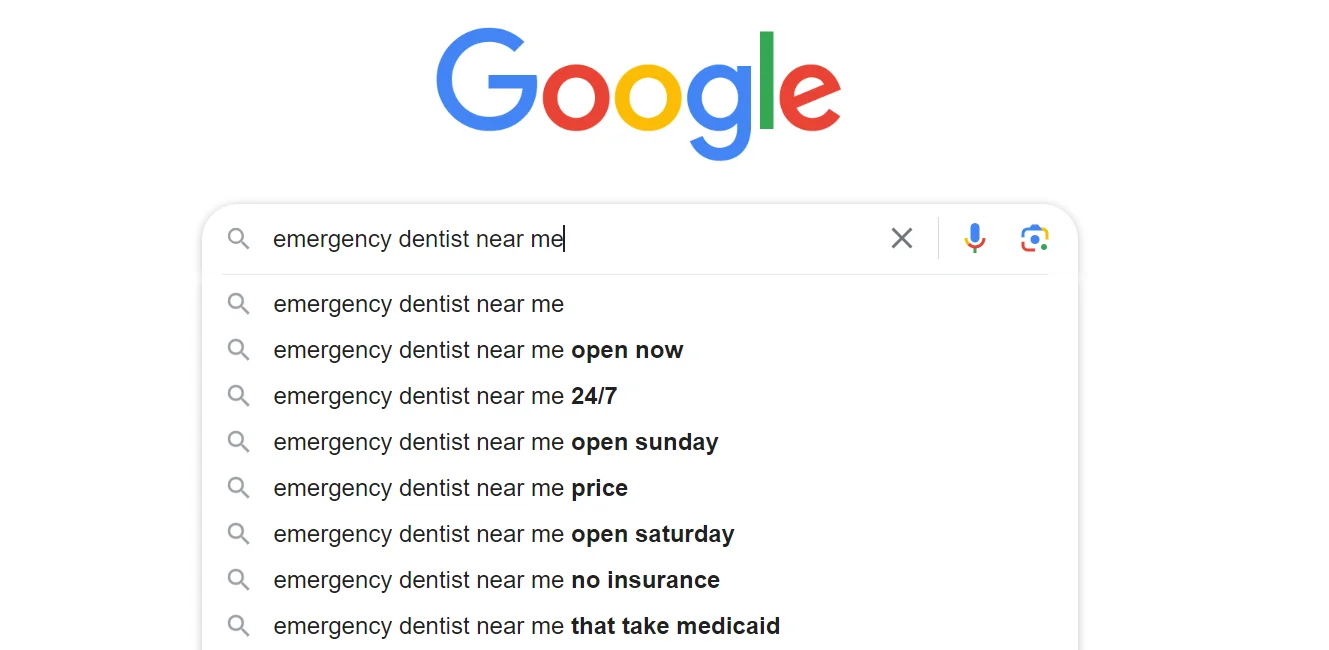 A screenshot of a Google search result of emergency dentist near me