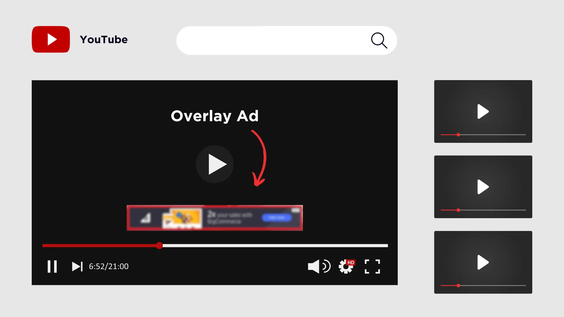 An example of overlay ads on youtube