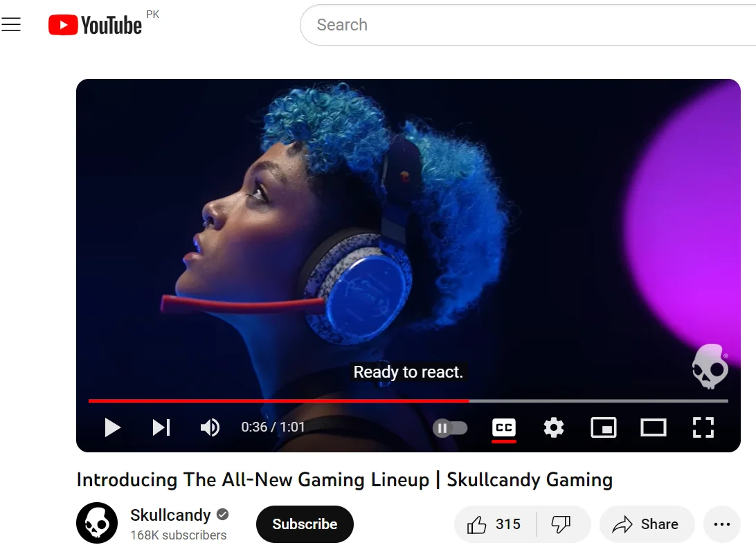 A screenshot of the skullcandy youtube ad