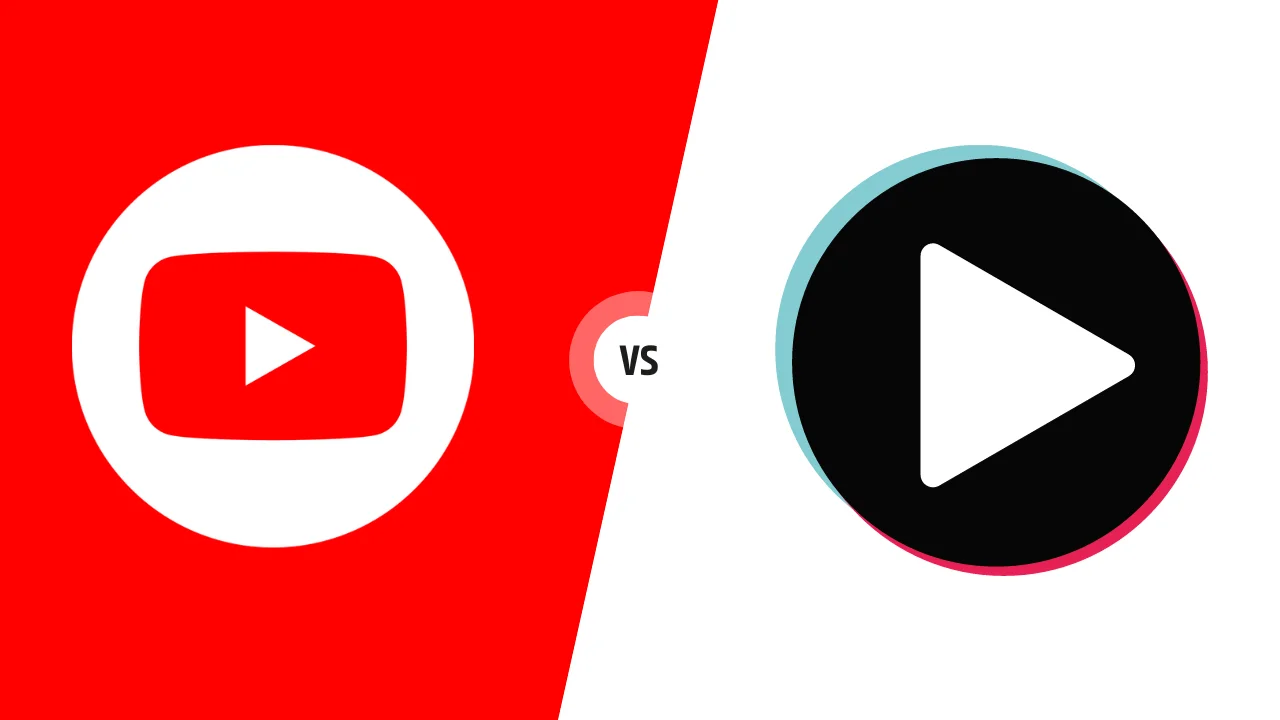 A poster of youtube and tiktok logo side by side