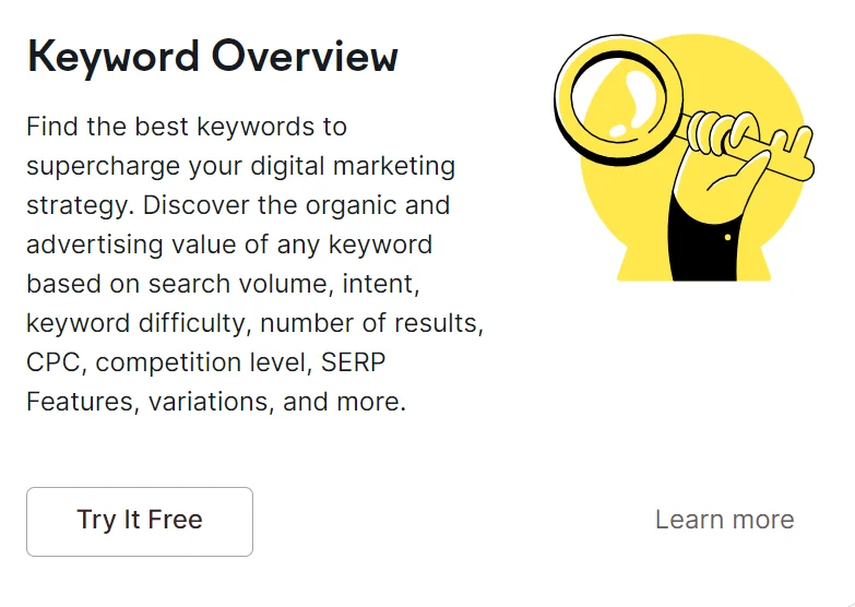 Semrush keyword overview tool