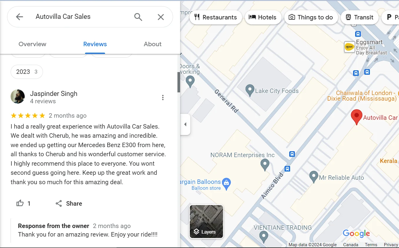 Car dealer seo reviews on Google