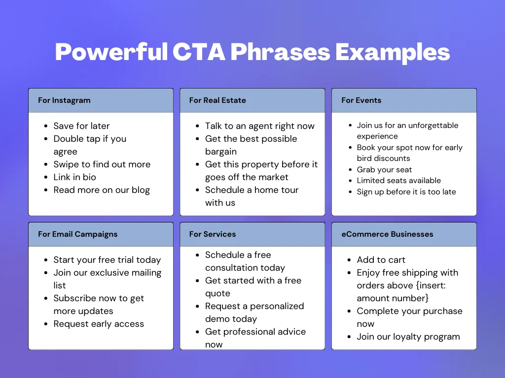 Examples of b2b cta phrases for landing pages