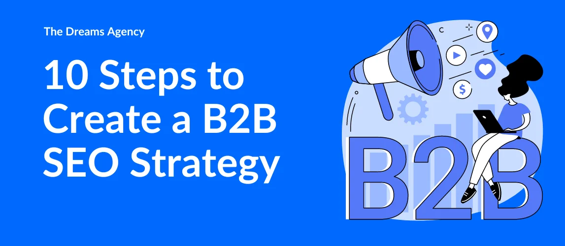 A banner on the ten steps to create a b2b seo strategy